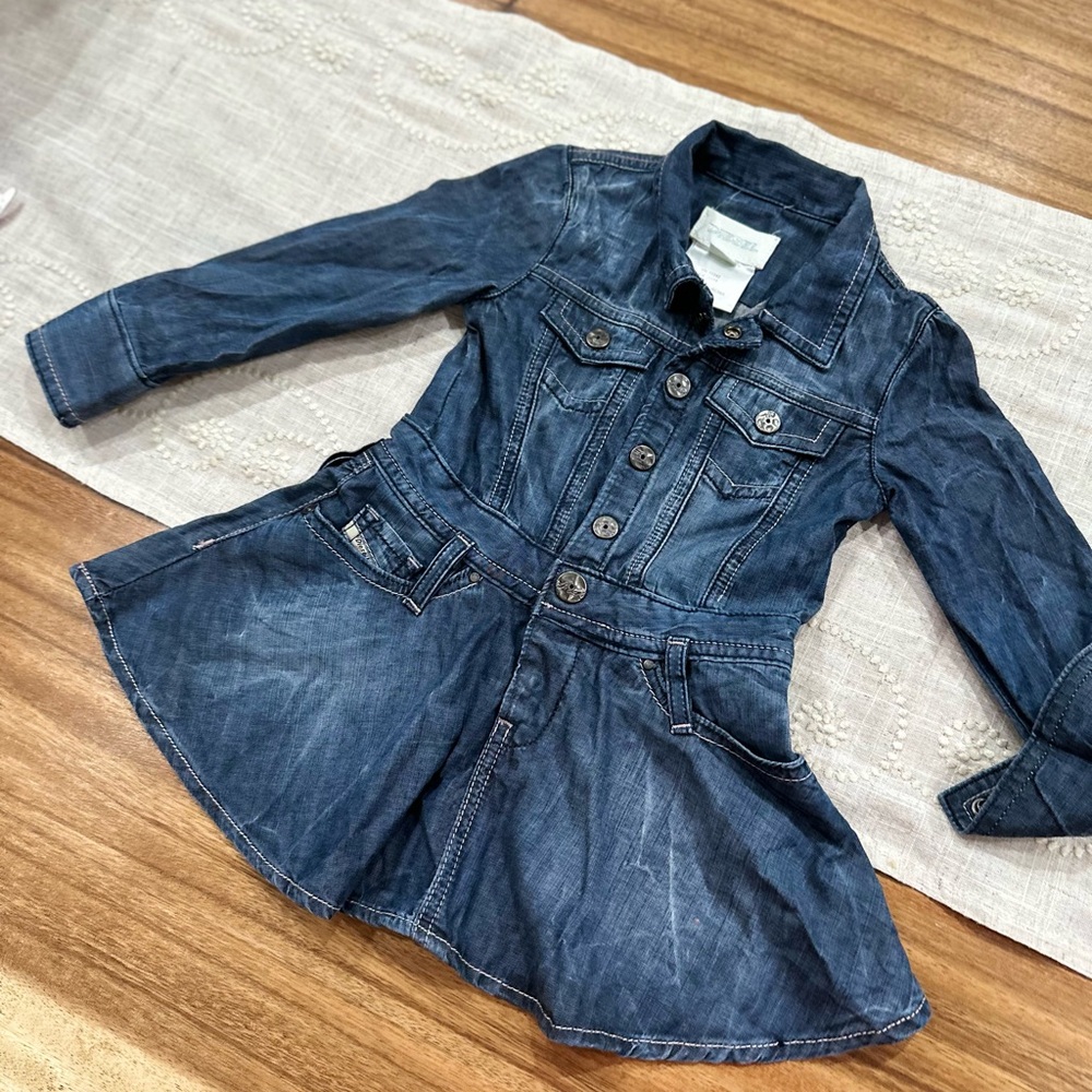 Diesel Denim Dress Girls Size 18 Mo. 100% Authentic - Very Good Condition!